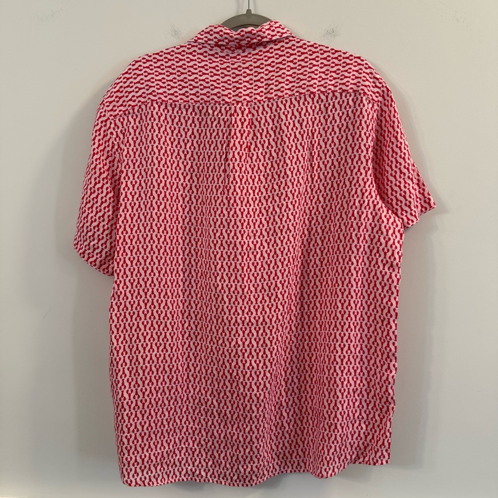 Men’s new Vineyard Vines Red and White lobster Patterned linen button down Shirt - Picture 5 of 5